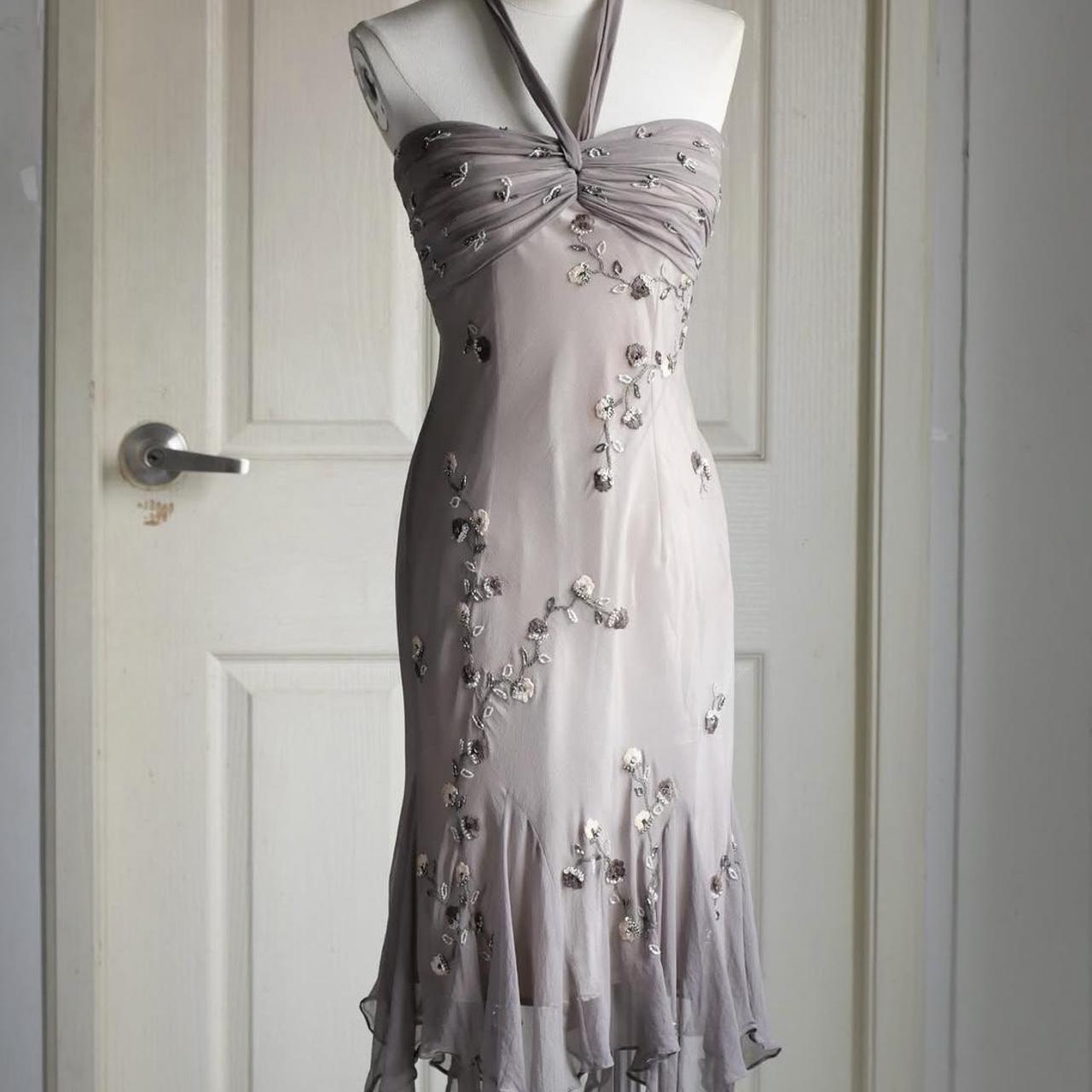 🧚🏼♂️Warm grey vintage y2k fairy homecoming dress boho floral beaded embroidered backless prom dress evening dress party dress wedding guest dress nv4405