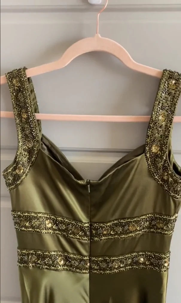 Elegant Sheath Olive Green Prom Dresses Long Formal Dress nv1703