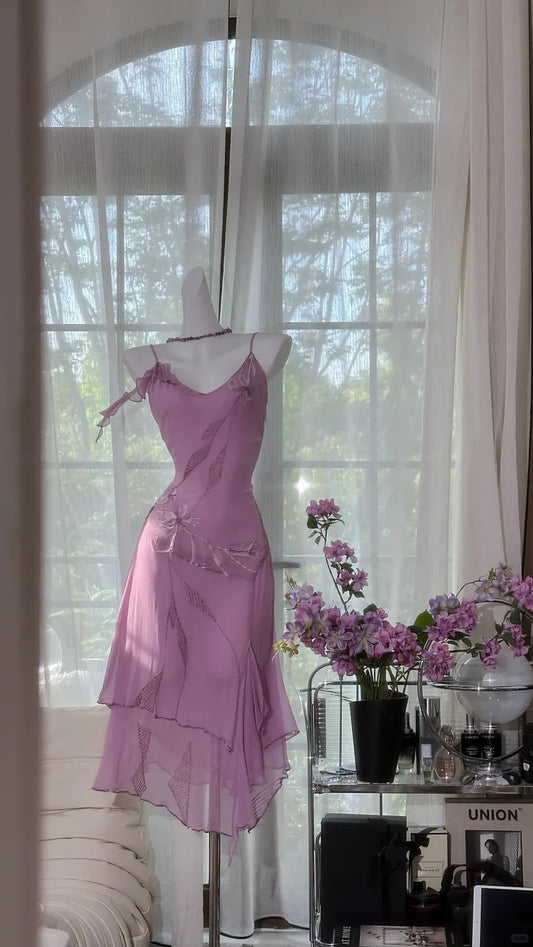 Enchanting Purple Chiffon Beaded Mermaid Prom Dress nv5357