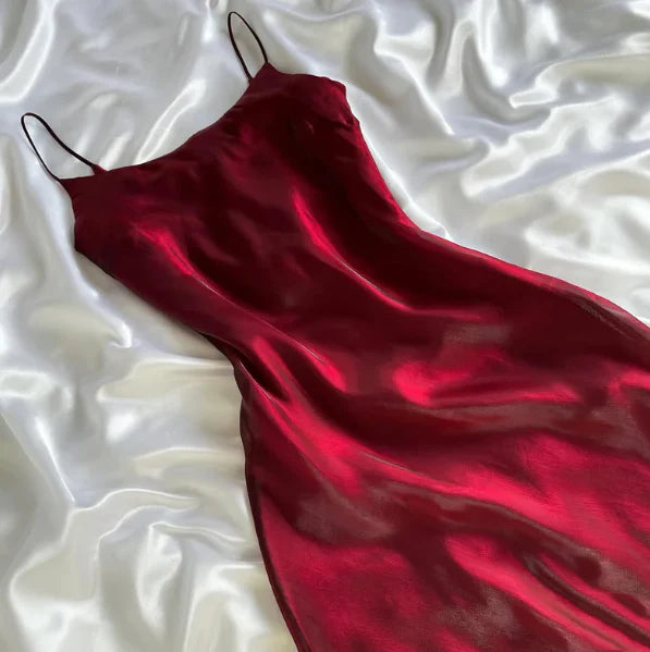 Burgundy Fashion Spaghetti Strap Long Sleeveless Mermaid Tulle Long Ball Gown Evening Dress Party Dress nv3574