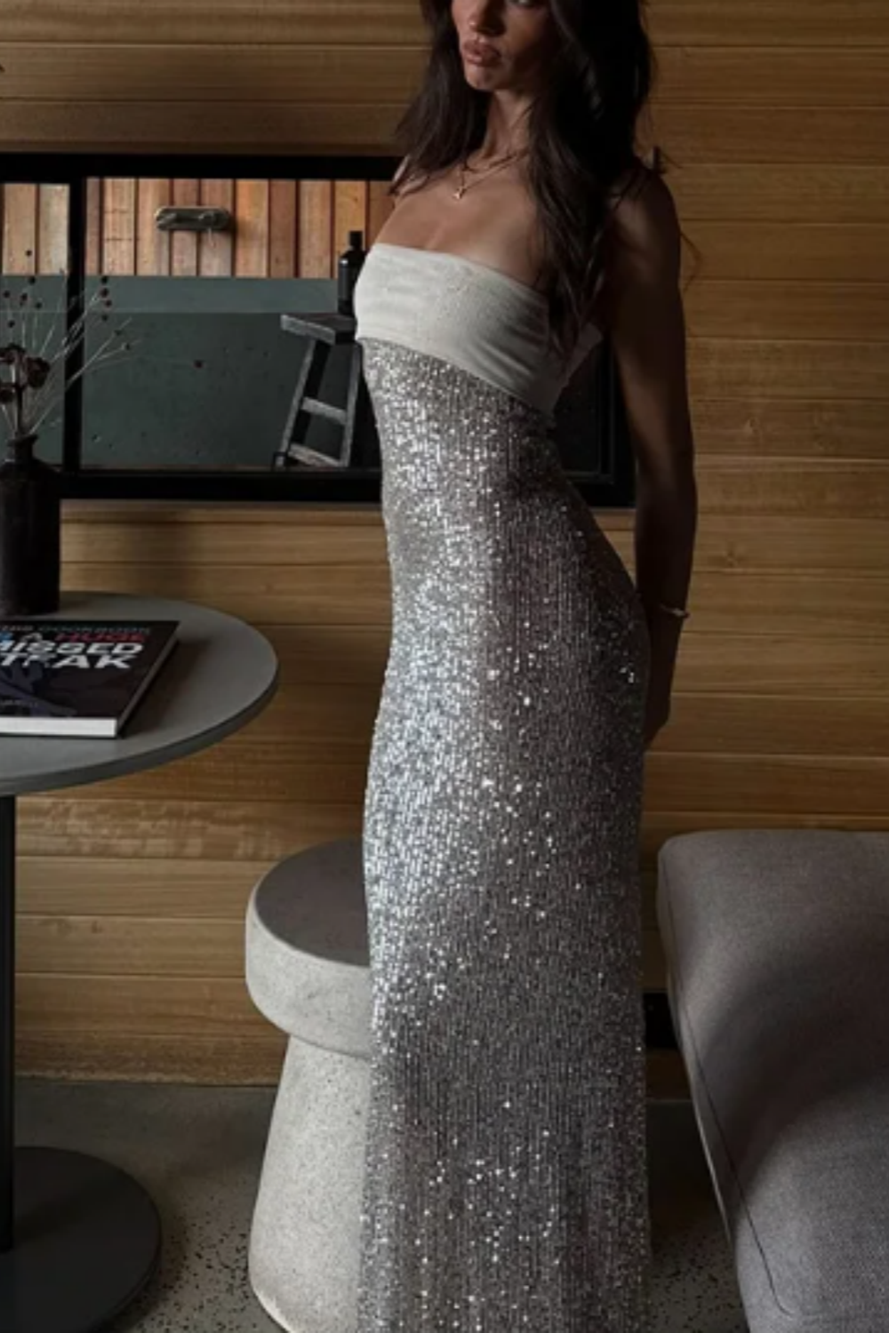 Green/Silver/burgundy tube top elegant sexy sequin dress ladies prom dress evening dress party dress nv5257