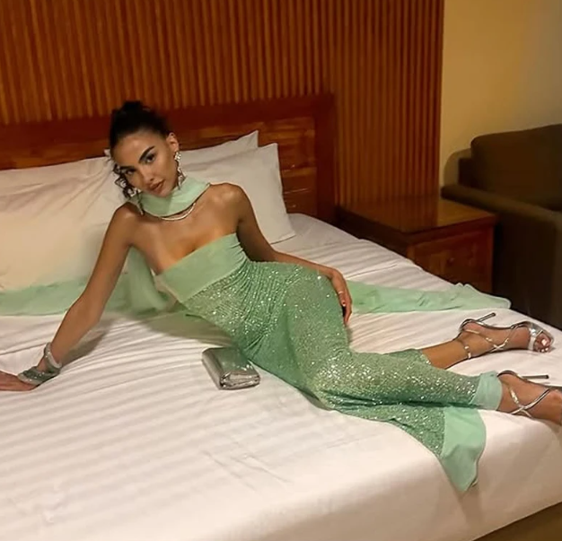 Green/Silver/burgundy tube top elegant sexy sequin dress ladies prom dress evening dress party dress nv5257