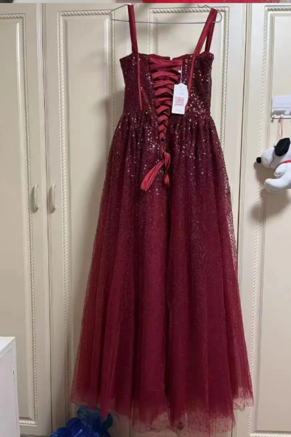 NiceVestidos--Burgundy Tulle Exquisite Sequins Sparkling Long Prom Dress Ball Gown NV5841