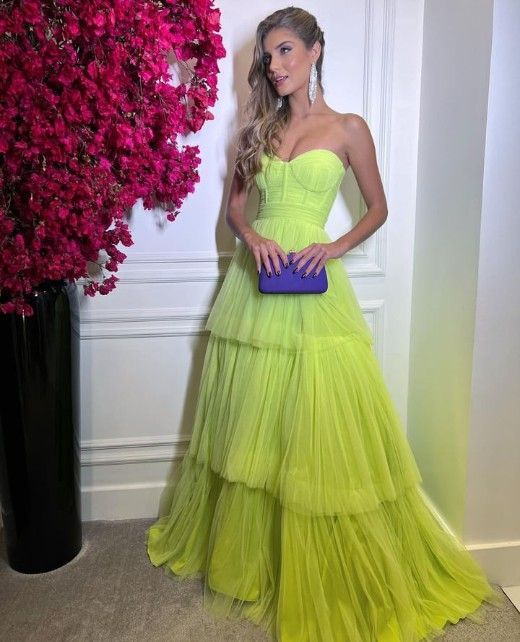 Robe de soirée verte sans bretelles en ligne A, robe de bal, robe de soirée nv1163