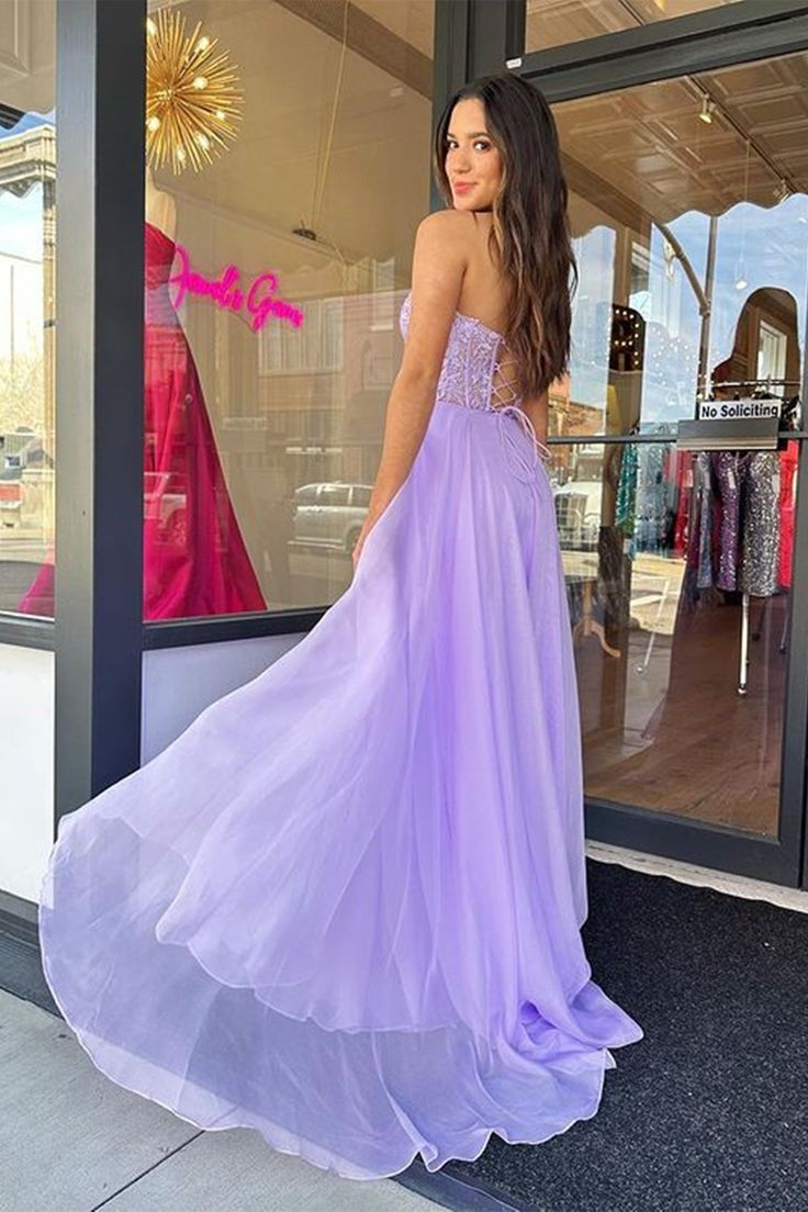 Strapless Sweetheart Neck Purple Lace Long Prom Dress nv1315