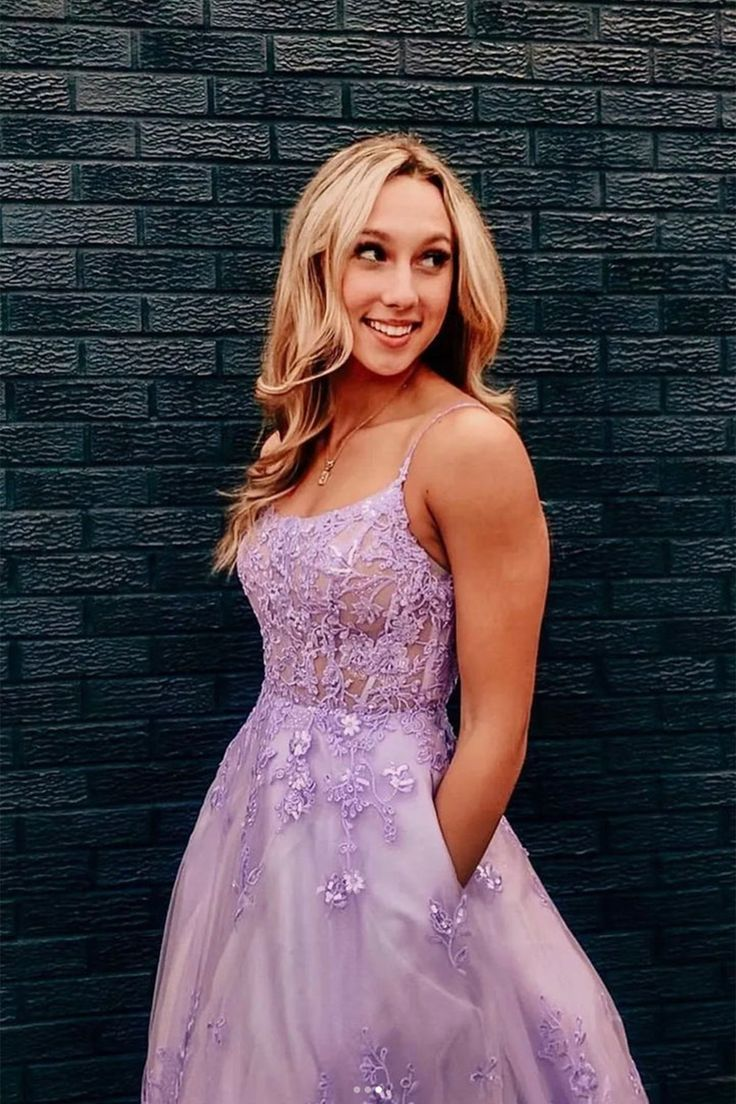 Open Back Purple Lace Floral Long Prom Dresses nv1318