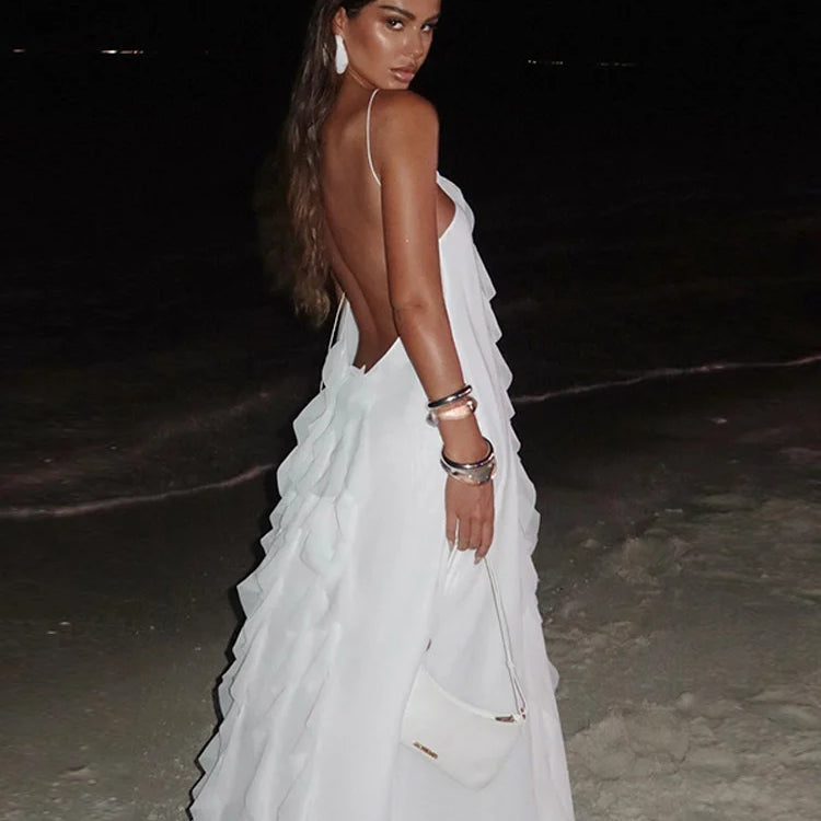 White bubble tulle strapless long evening dress party dress nv2700