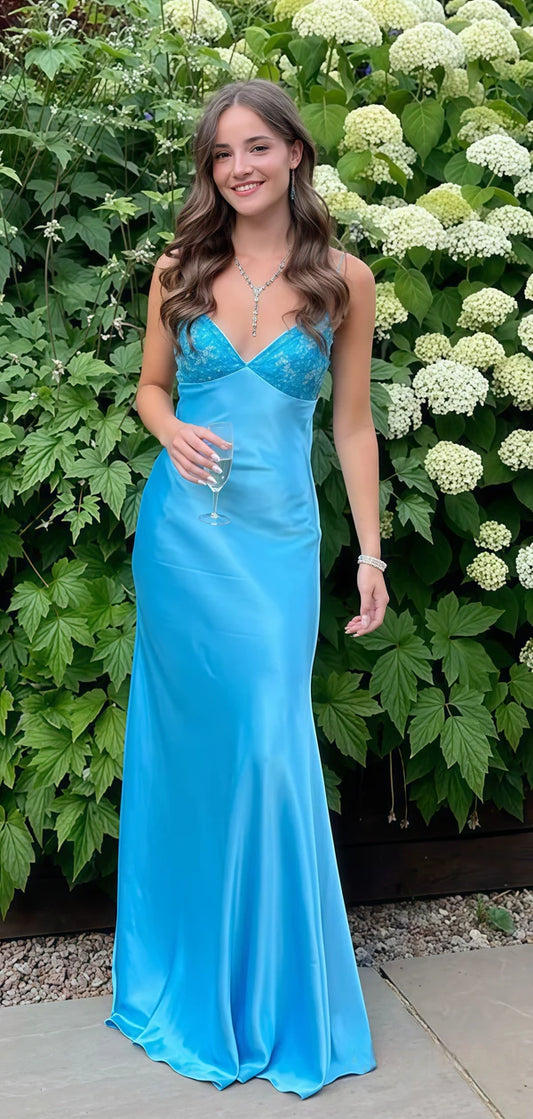 Blue Fashion Exquisite Beading Elegant Long satin V Neck Party Dress Bodycon Floor Length Prom Dress Evening Gown nv3849