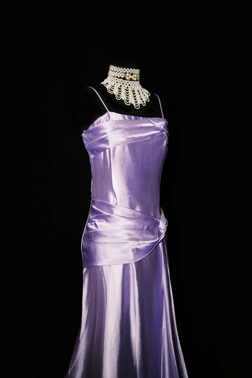 Robe de soirée longue vintage en satin violet NV6607