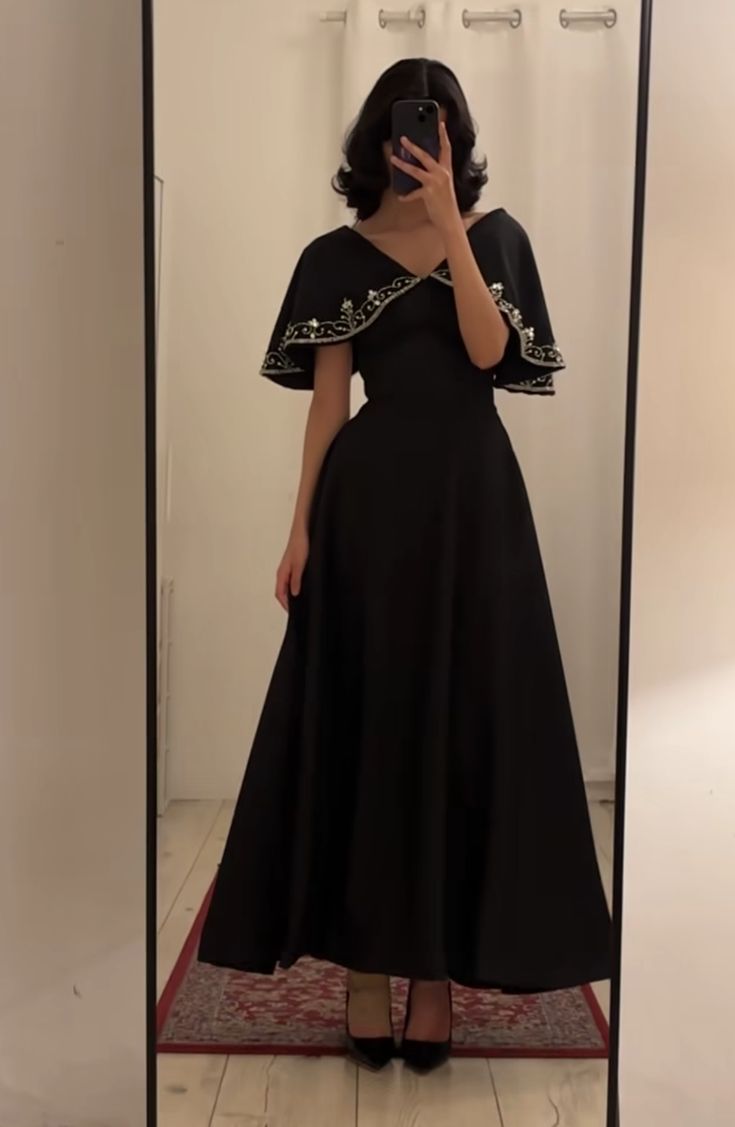 White/Green/Black simple elegant cape style embroidered long Prom Dress evening dress party dress nv2421