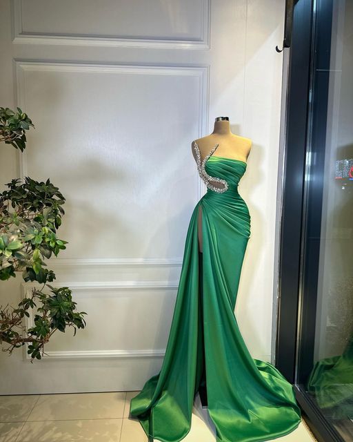Wunderschönes, grünes Strass-Tube-Top, elegantes, langes, sexy Ballkleid-Abendkleid NV3129