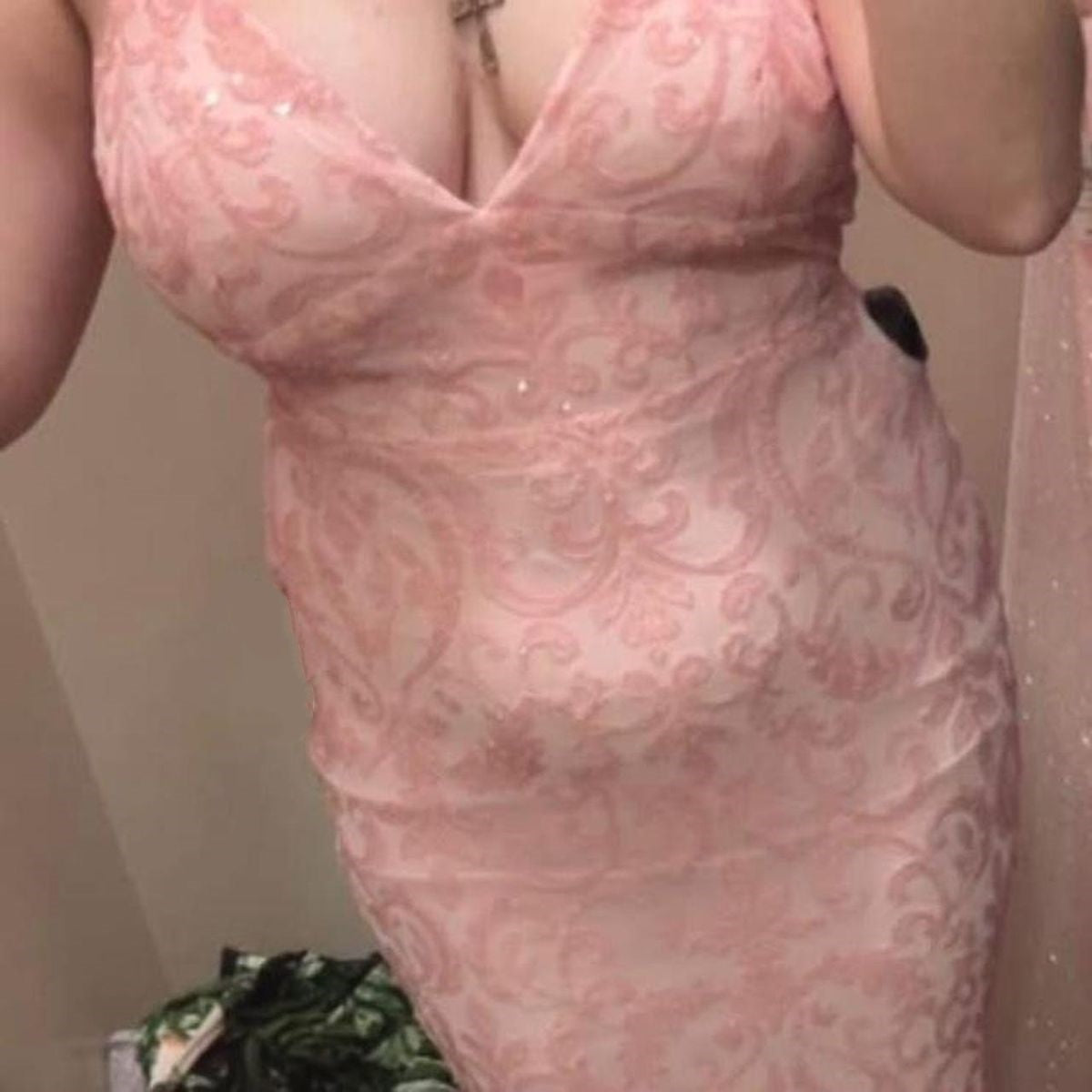 NiceVestidos--Pink Fashion Elegant Floral Long Graduation Dress NV5850