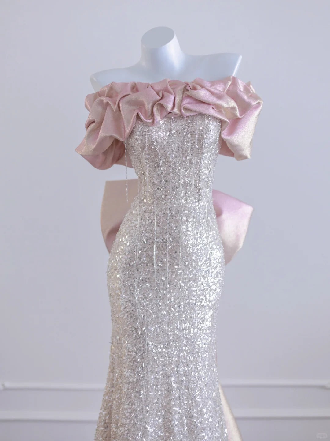 Pink Sparkling Long Sequined Prom Dress nv4970