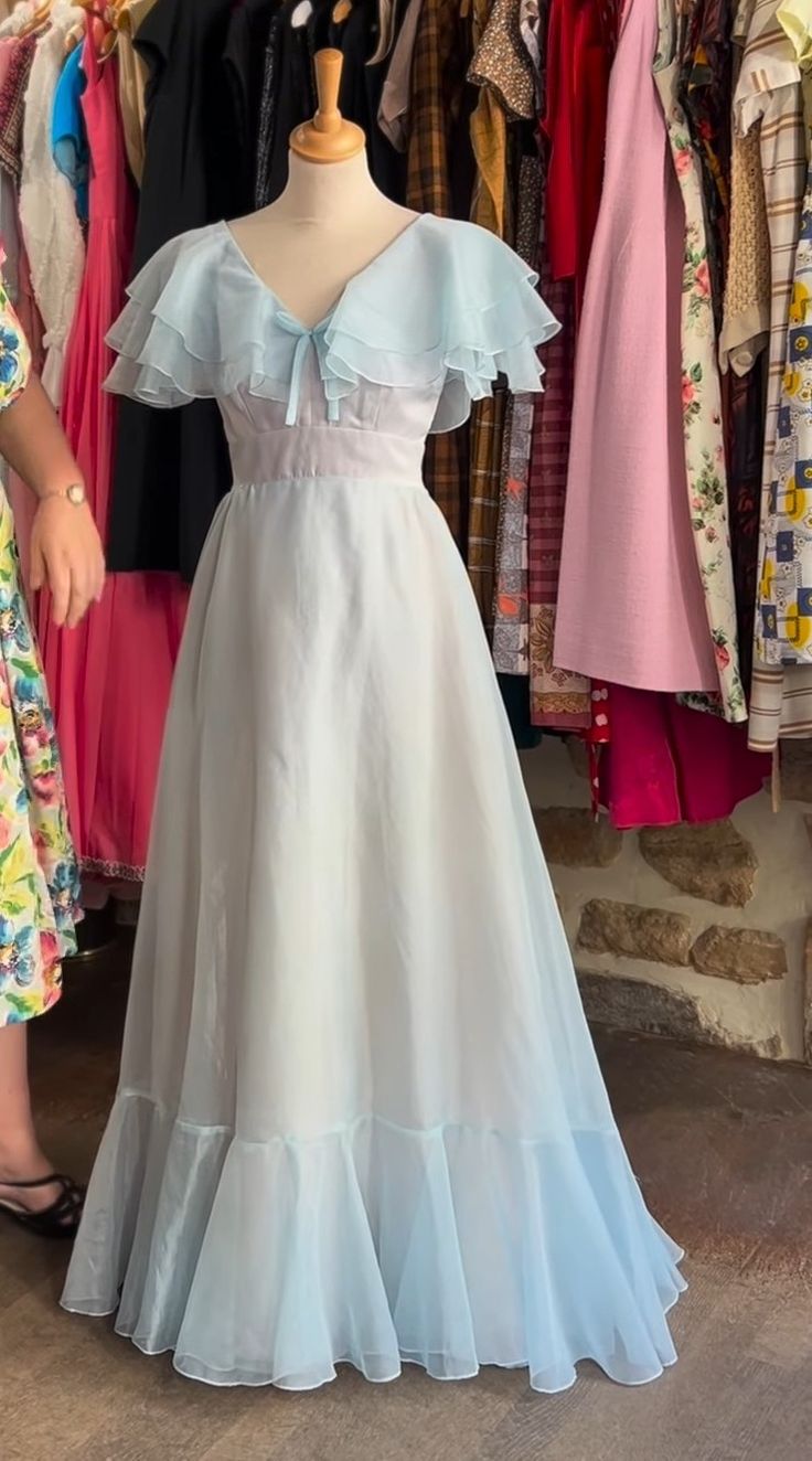 Blaues süßes und elegantes A-Linien-Prinzessinnen-Ballkleid mit Rüschen und langem Tüll, Abendkleid, Abschlusskleid, NV3284