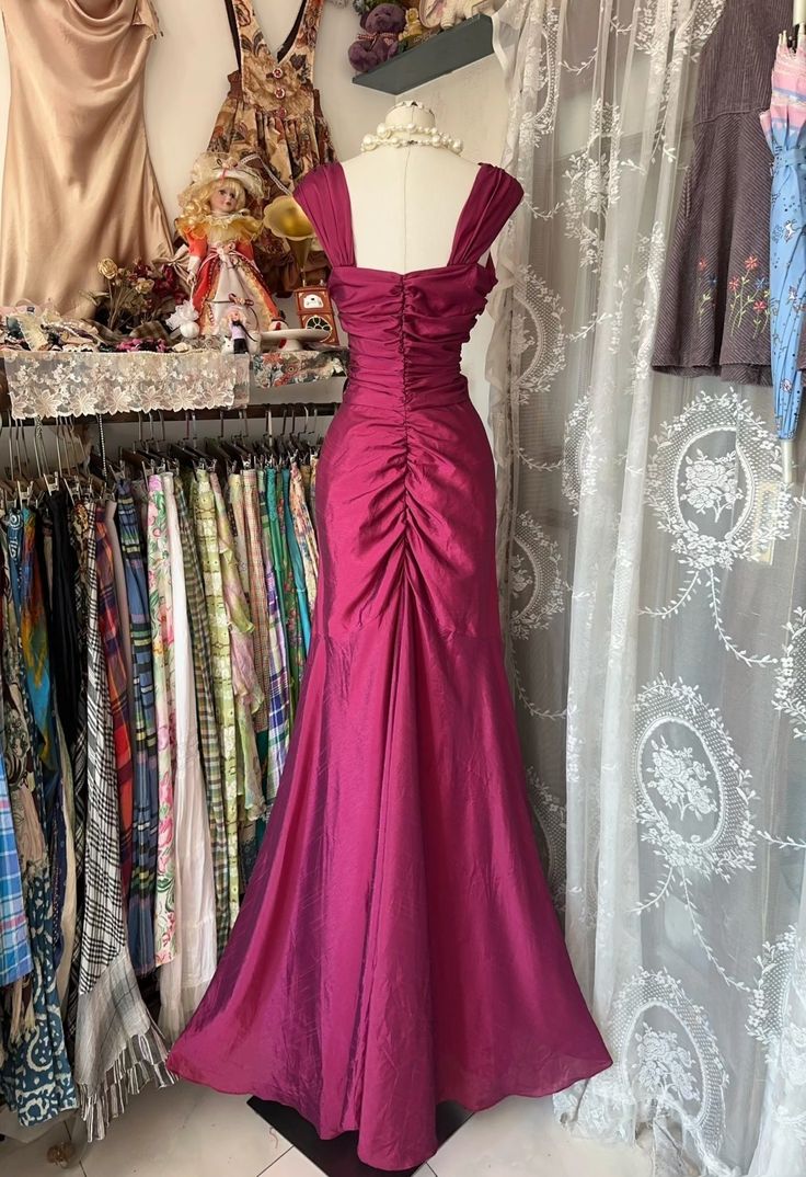 Pink Fashion Vintage Long Sleeveless Mermaid Satin Long Prom Gown Evening Dress Party Dress nv3573