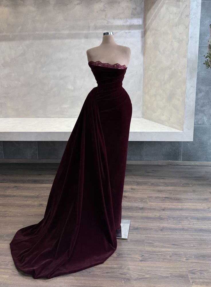 Robe de bal longue en velours violet raisin et violet foncé NiceVestidos NV6150