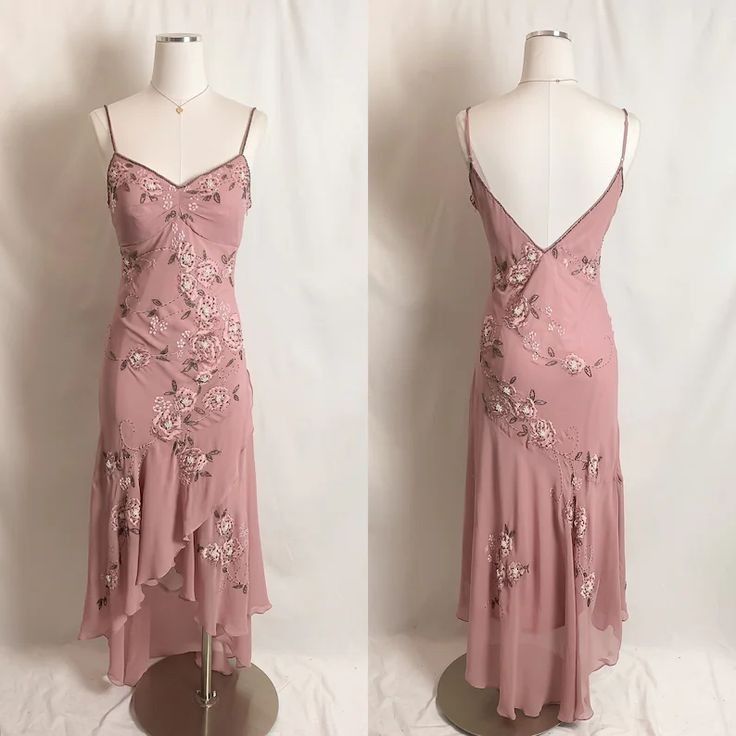 Pink delicate floral charming long chiffon beaded mermaid prom dress nv5358