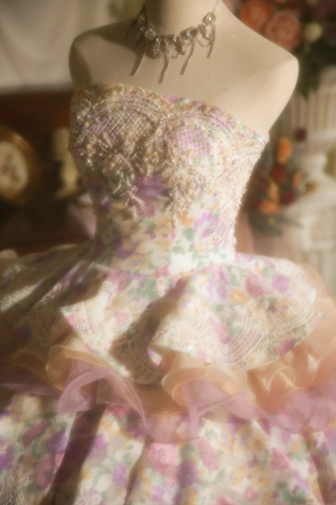 NiceVestidos--Vintage Dress Princess Dress Floral Exquisite Beaded Tulle 16-Year-Old Dress NV5856