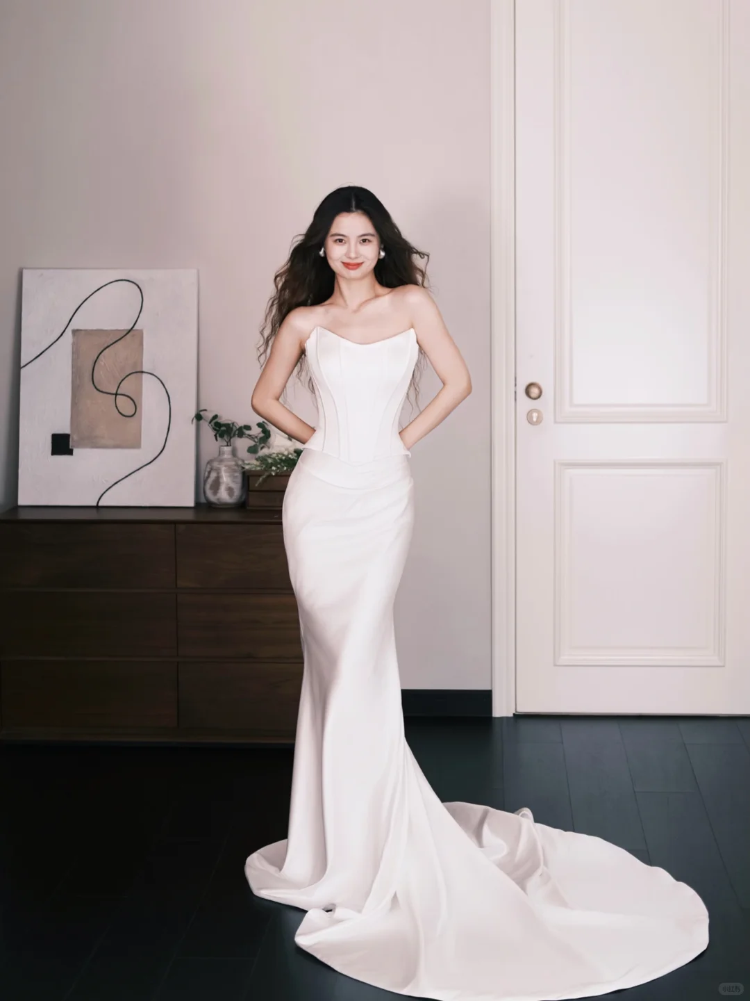 Strapless Satin Mermaid Bridal Gown, Simple Corset Wedding Dress NV7329