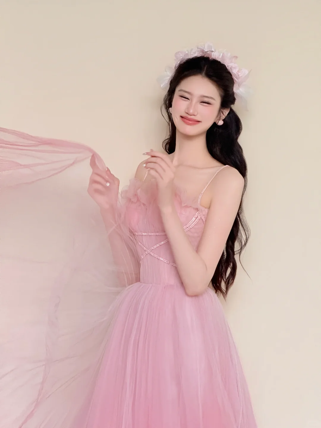 Ombre Pink Ruffle Sweetheart Sparkly Tulle Evening Ball Gown NV7429