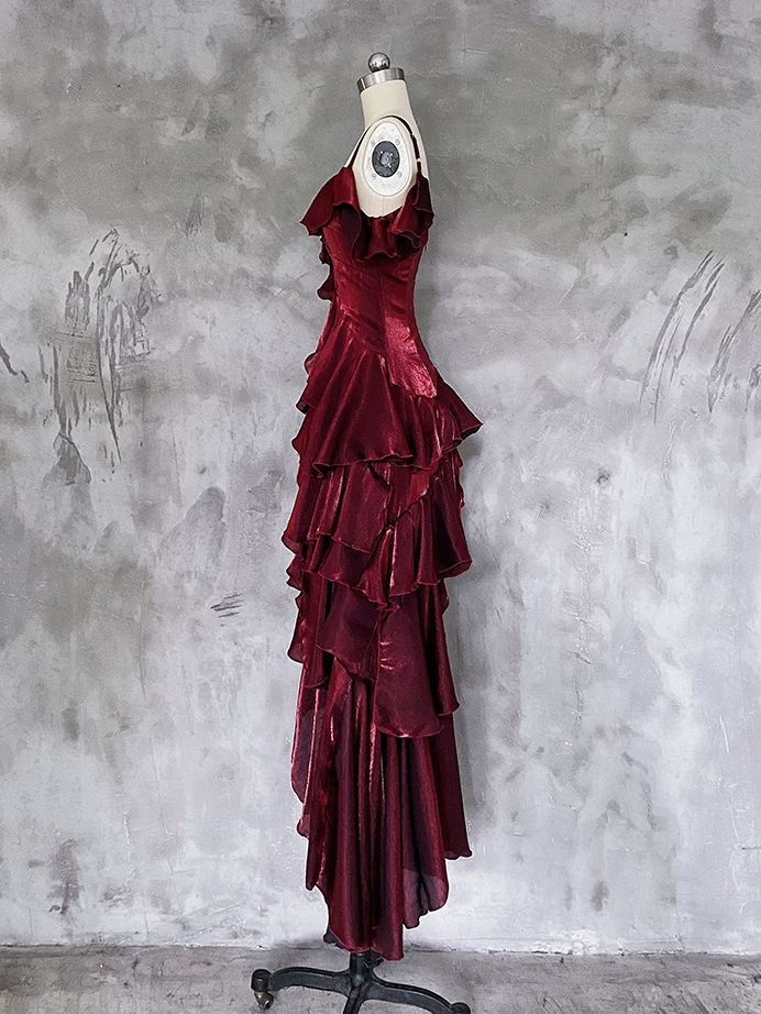 Beautiful Red Elegant Long Mermaid Slim Satin Prom Dress nv4819