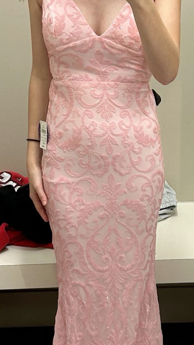 NiceVestidos--Pink Fashion Elegant Floral Long Graduation Dress NV5850