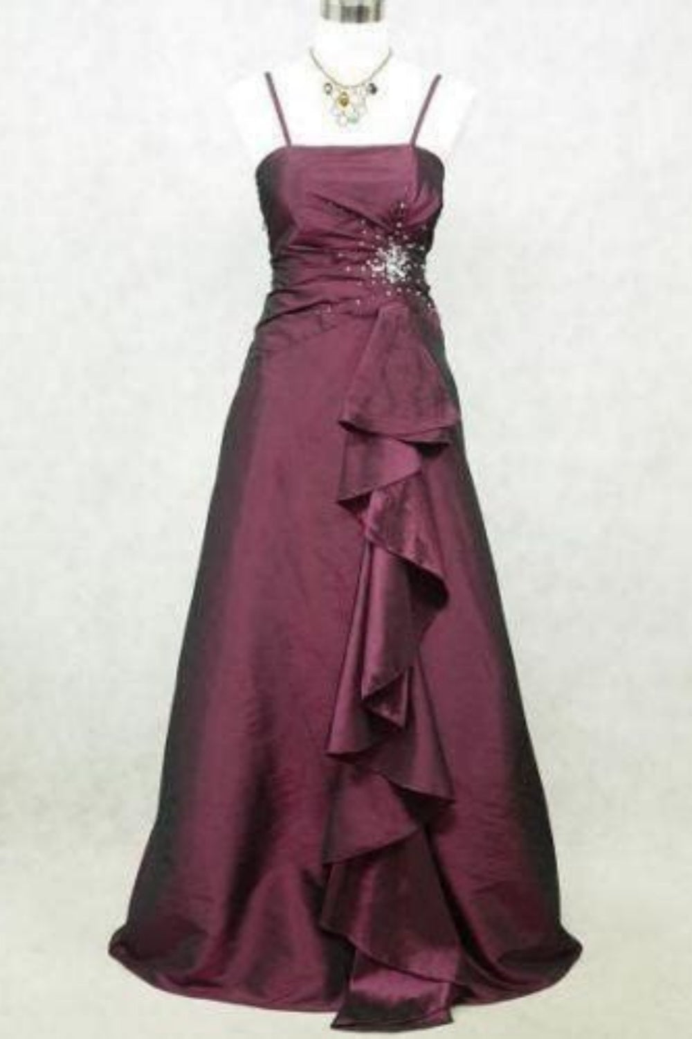 Purple Vintage Fashion Elegant Exquisite Beading Spaghetti Straps Long Satin Princess Formal Prom Dress Party Dress Evening Gown nv3631
