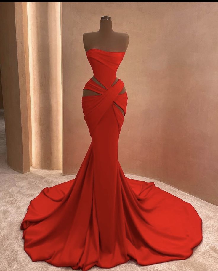 Red fashion tube top Long sleeves/sleeveless long sexy straps elegant trailing ball gown evening dress nv3281