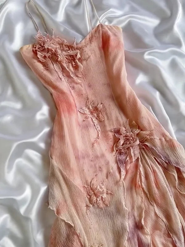 Flesh Pink Elegant Exquisite Floral Beading Long Chiffon Ball Gown Evening Dress Party Dress nv3827