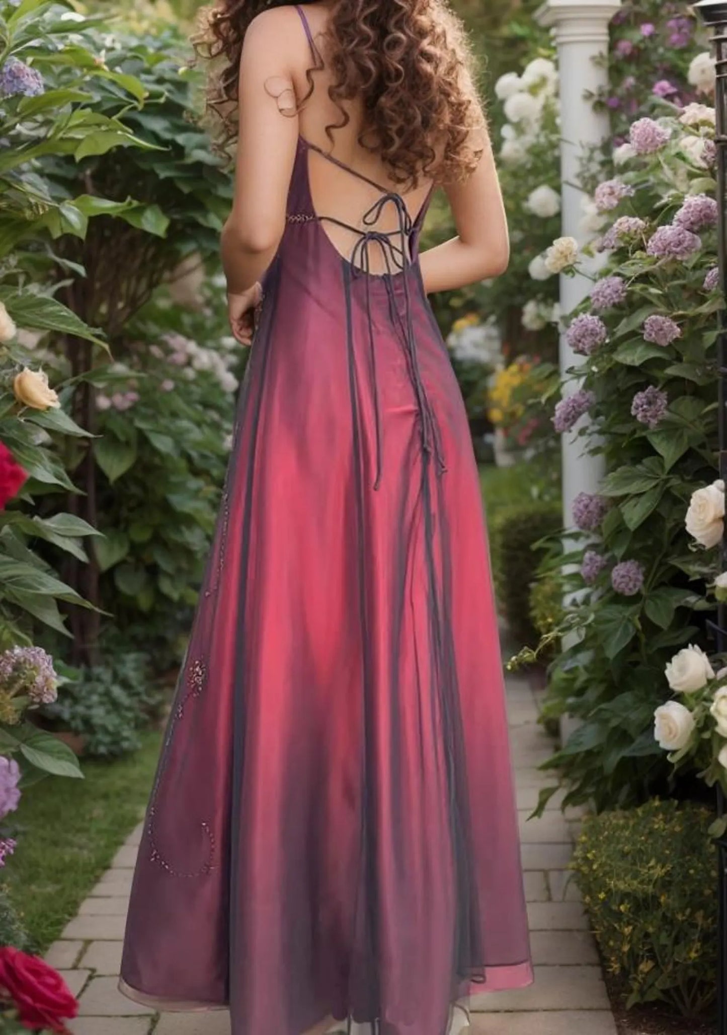 Burgundy Vintage Ball Gown Ombre Beaded Dress Long satin Prom Dress Party Dress Evening Dress nv4220