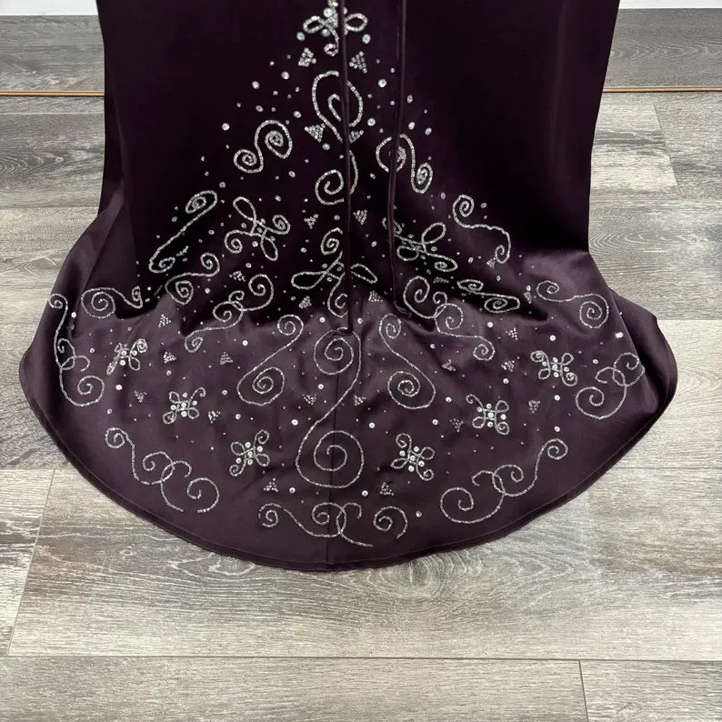 Dark purple retro fashion exquisite beaded long satin floor-length ball gown, evening dress, party dress nv3703
