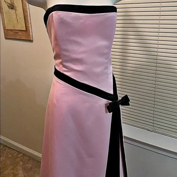 Pink Vintage Fashion Elegant Ribbon Long Satin Ball Gown Evening Dress Party Dress nv3564