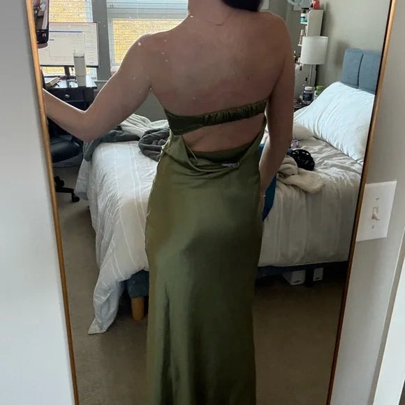 Green simple elegant fashion long satin ball gown evening dress party dress nv3634