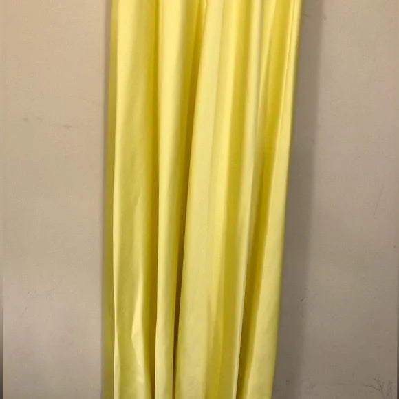 Yellow solid color fashion elegant sleeveless long satin floor length ball gown evening dress party dress nv3721