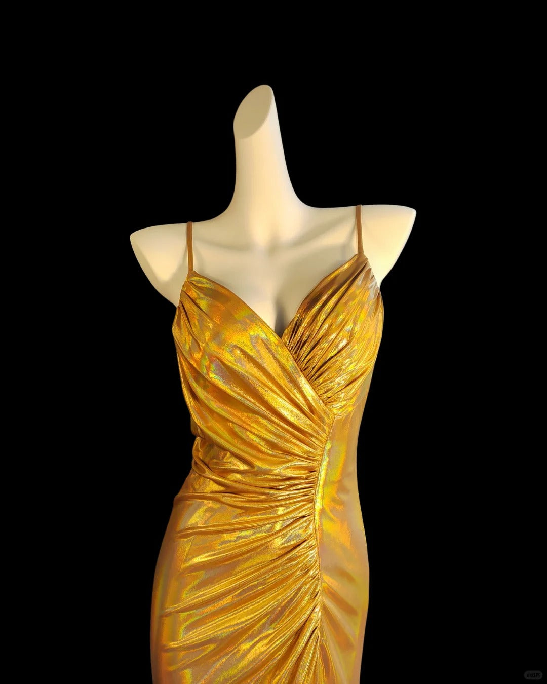 Vintage gold elegant spaghetti strap slit sexy long satin prom dress evening dress nv5233