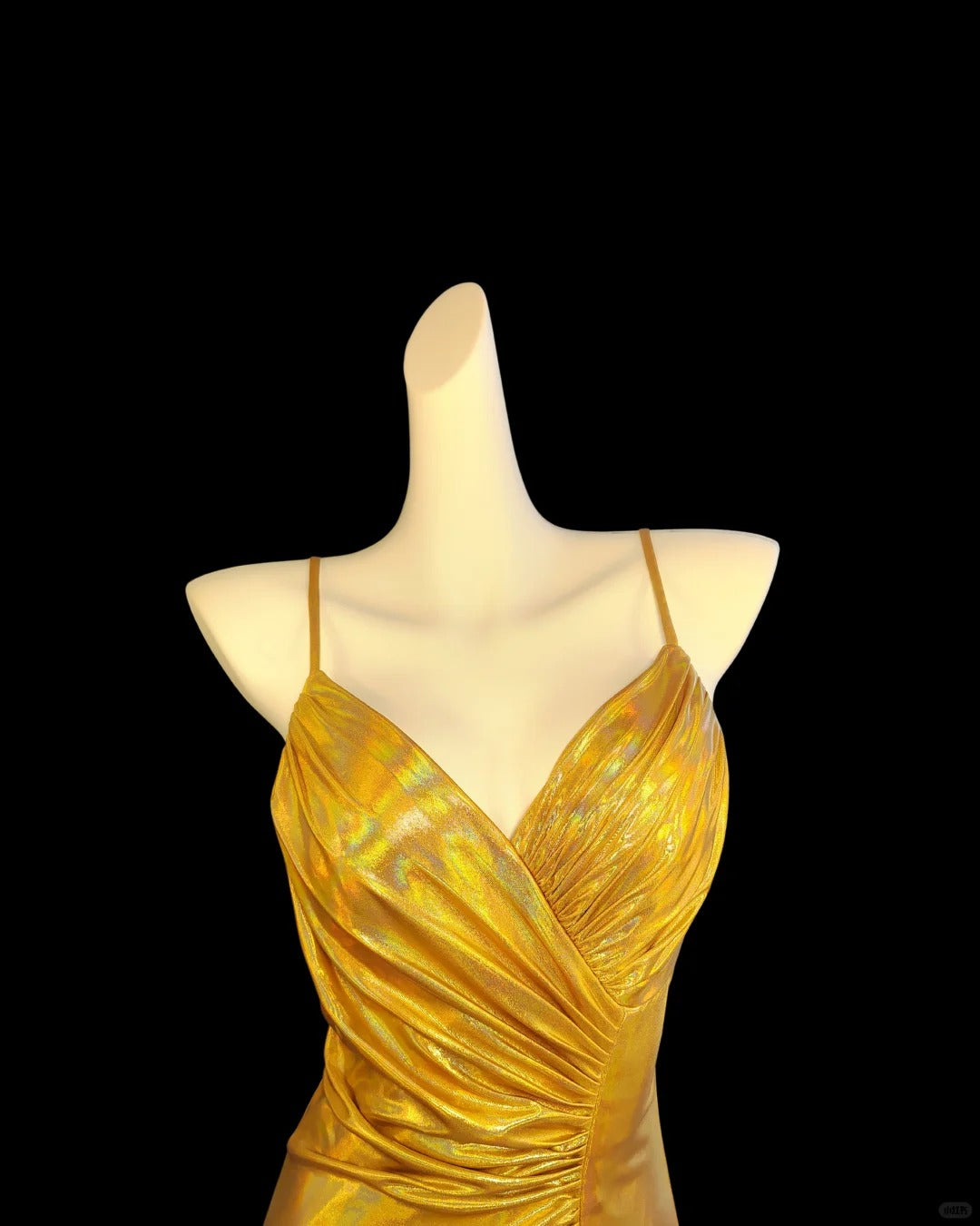 Vintage gold elegant spaghetti strap slit sexy long satin prom dress evening dress nv5233