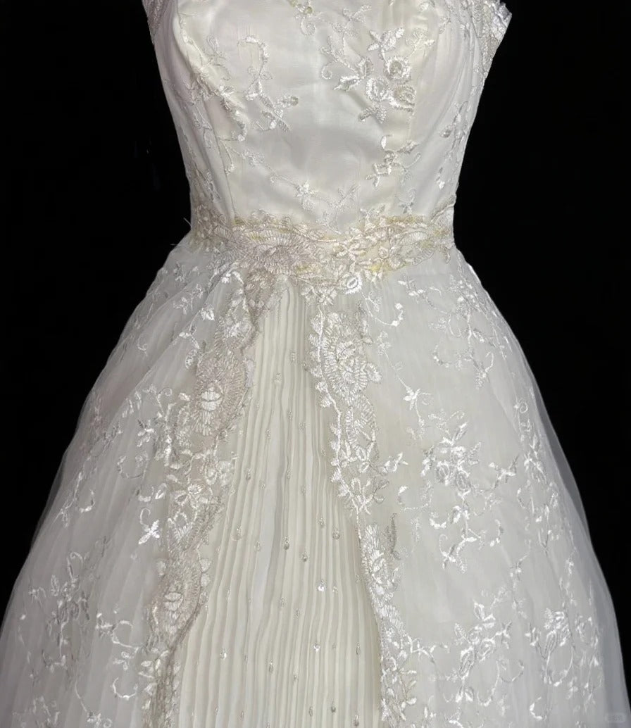 White floral elegant long lace tulle ball gown evening dress nv4919
