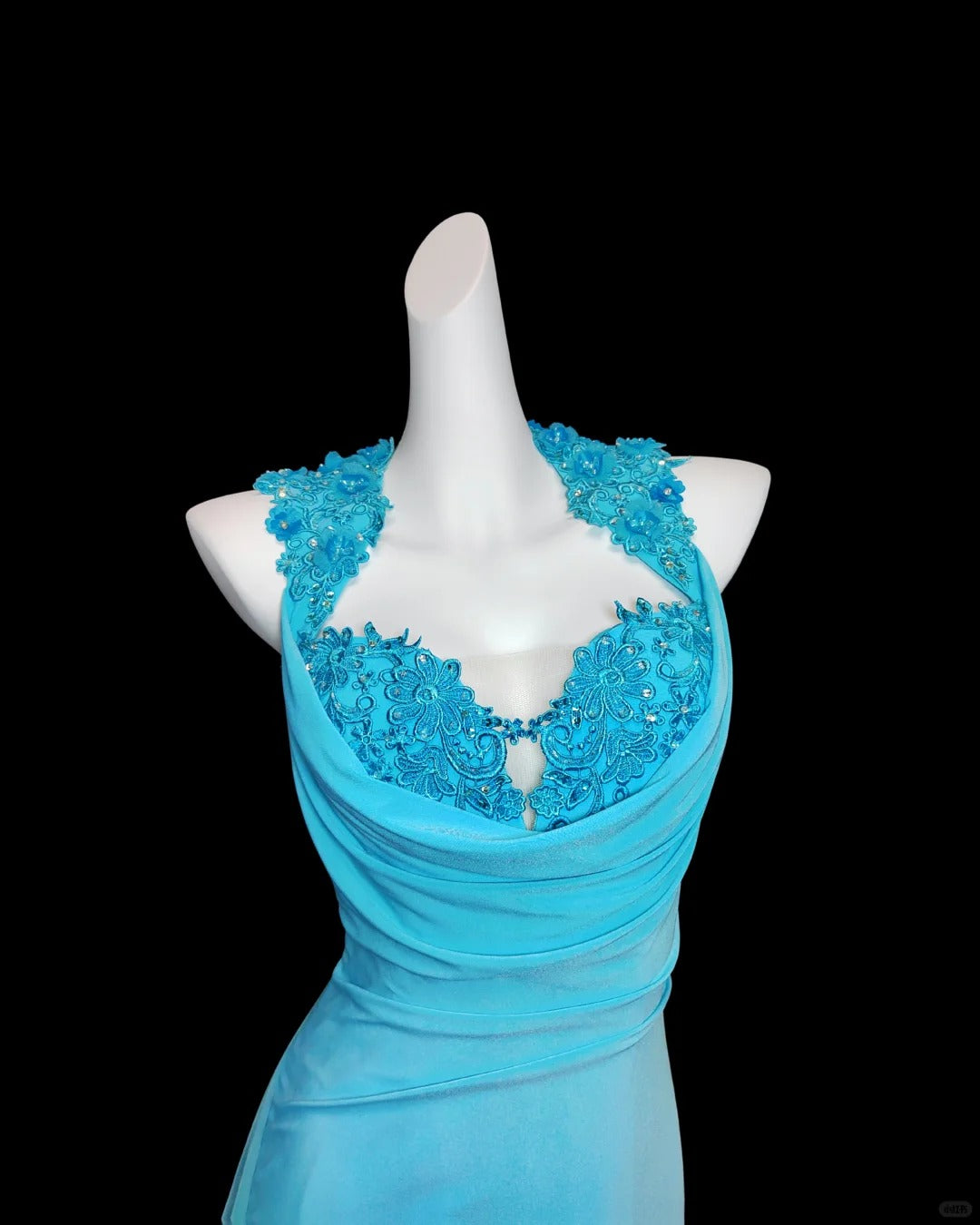 Vintage dress Tiffany blue backless exquisite beaded long satin prom dress evening dress nv5231