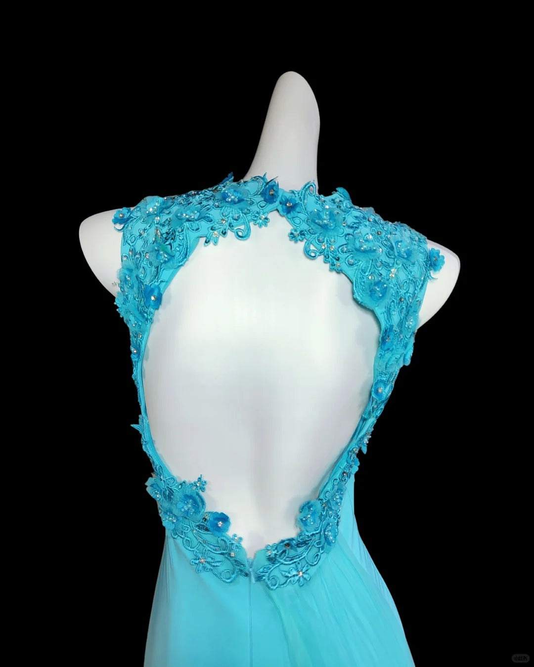 Vintage dress Tiffany blue backless exquisite beaded long satin prom dress evening dress nv5231