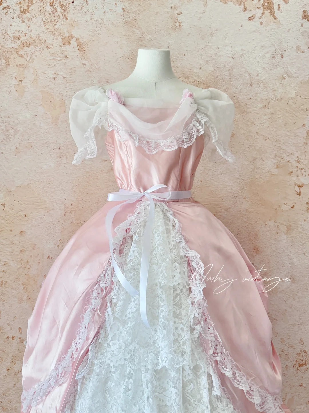 Pink Retro Elegant Sweet Exquisite Lace Cake Princess Dress Long Adult Ceremony Dress Birthday Dress Prom Dress Evening Dress nv4094