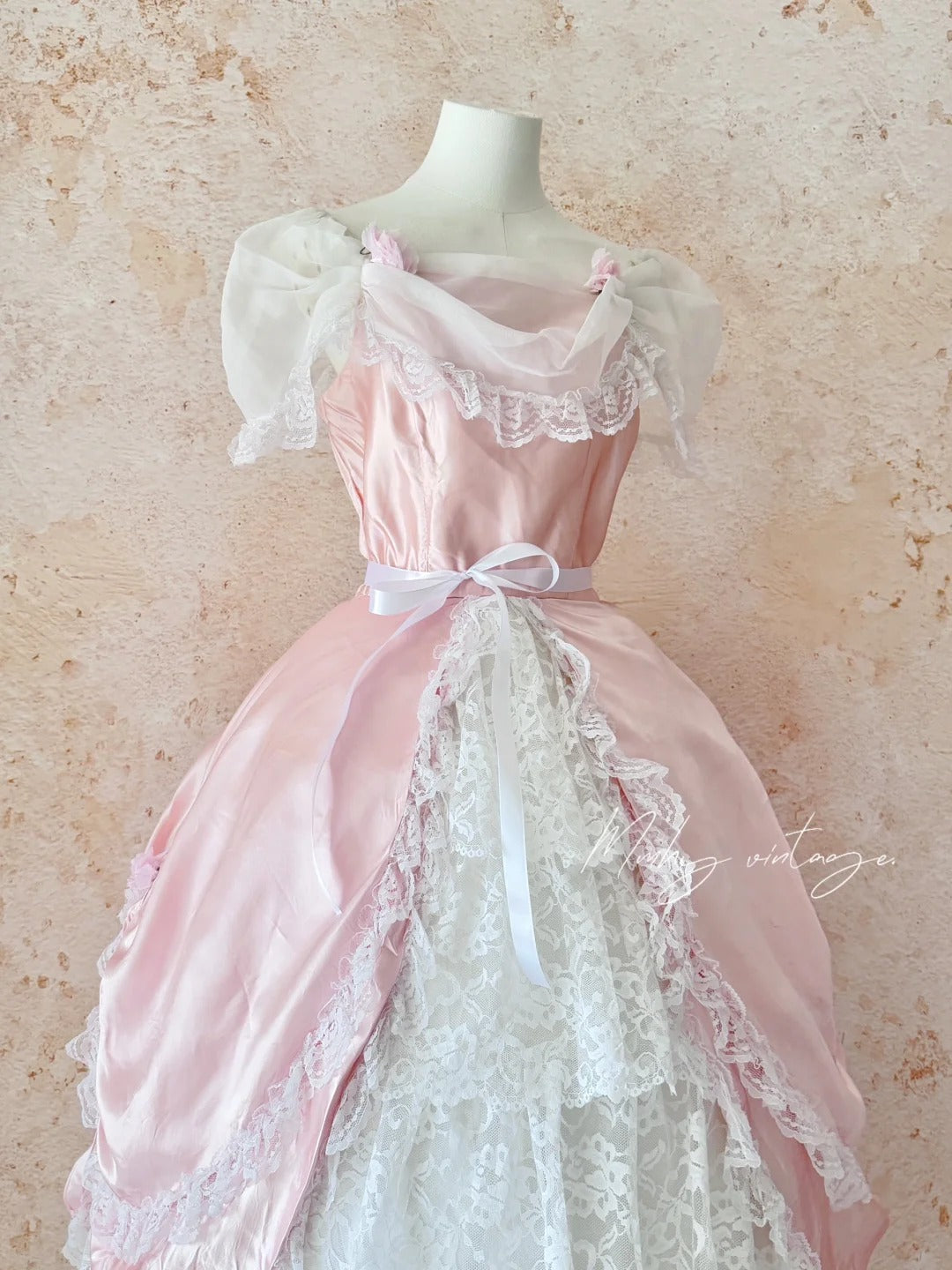 Pink Retro Elegant Sweet Exquisite Lace Cake Princess Dress Long Adult Ceremony Dress Birthday Dress Prom Dress Evening Dress nv4094