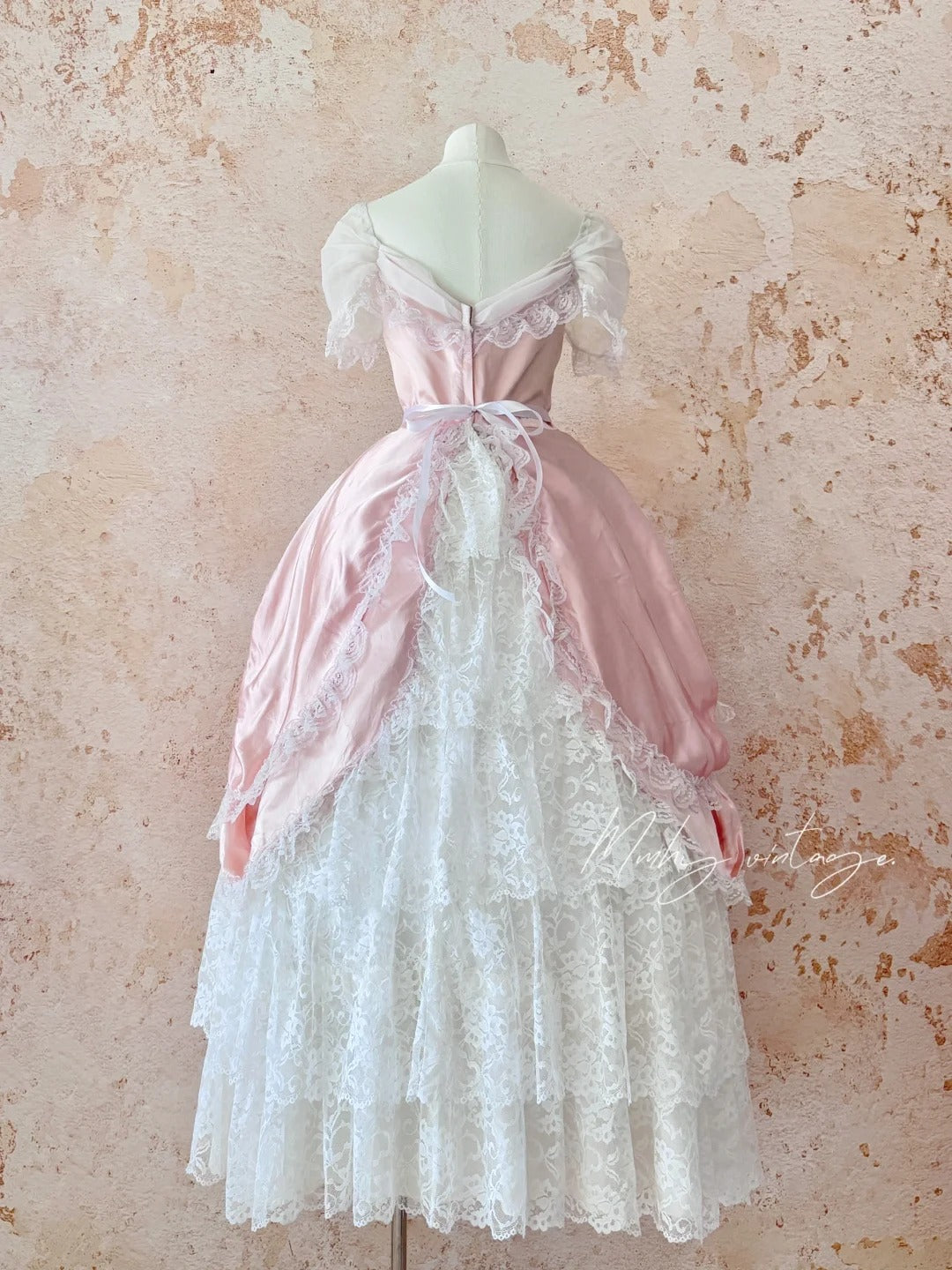 Pink Retro Elegant Sweet Exquisite Lace Cake Princess Dress Long Adult Ceremony Dress Birthday Dress Prom Dress Evening Dress nv4094