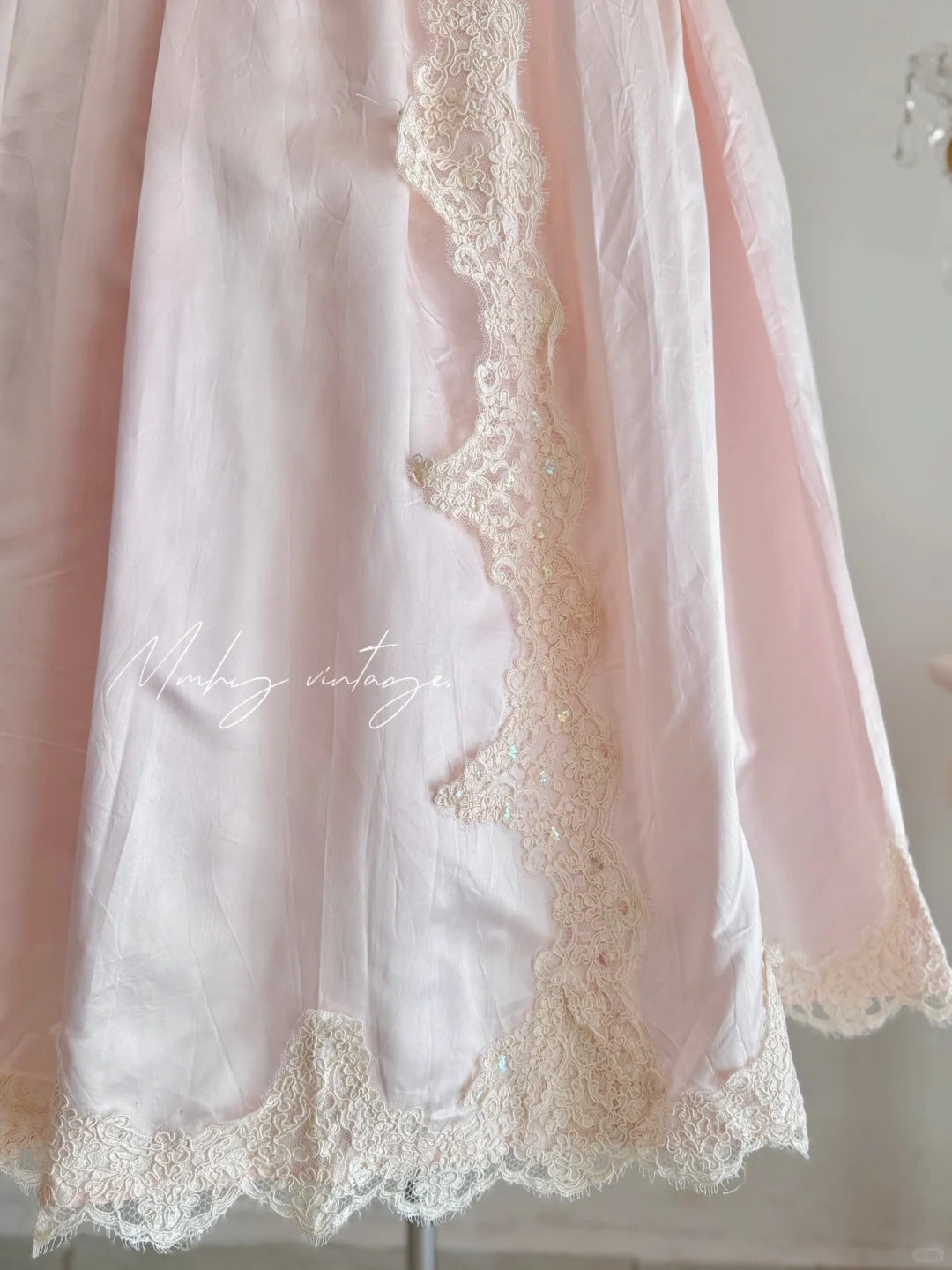 Pink princess exquisite little pearl embellished dress satin A-line floral lace long coming-of-age ceremony birthday sweet little princess prom dress evening dress coming-of-age ceremony birthday dress prom dress nv4084