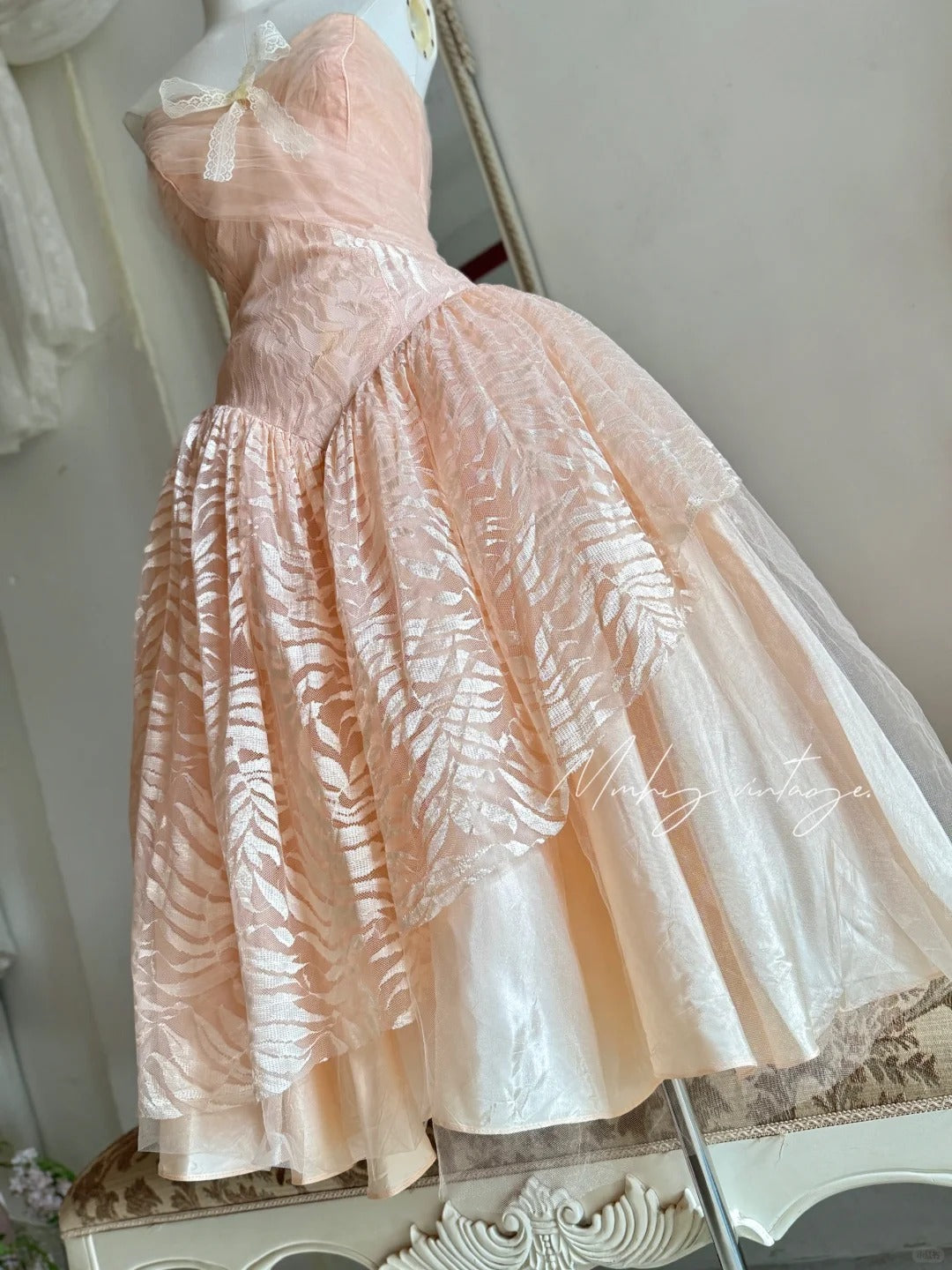 Peach orange tube top elegant exquisite lace princess dress medium length/short prom dress evening dress adult dress birthday dress prom dress nv4096