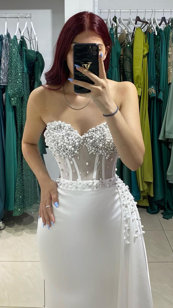 Sheath/Column Sweetheart Pearls Long Formal Evening Dress nv850