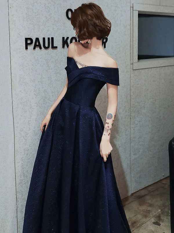 AMAZING EVENING DRESS A-LINE BATEAU NECK FLOOR-LENGTH SHORT SLEEVES LACE-UP PLEATED SATIN FABRIC EVENING DRESS nv616