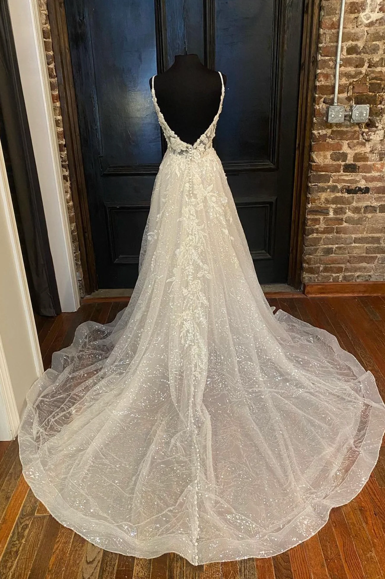 Robe de soirée longue en tulle blanc à paillettes, robe de soirée trapèze dos nu nv867
