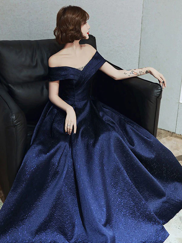 AMAZING EVENING DRESS A-LINE BATEAU NECK FLOOR-LENGTH SHORT SLEEVES LACE-UP PLEATED SATIN FABRIC EVENING DRESS nv616