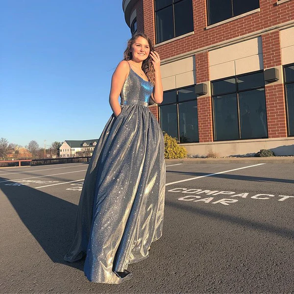 Bling Bling A Line Spaghetti Straps Long Prom/Evening Dress nv1004