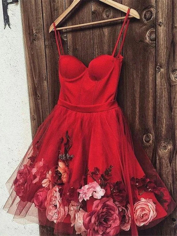 Jolies robes de bal bordeaux à col en cœur avec fleurs, robes de soirée bordeaux nv539